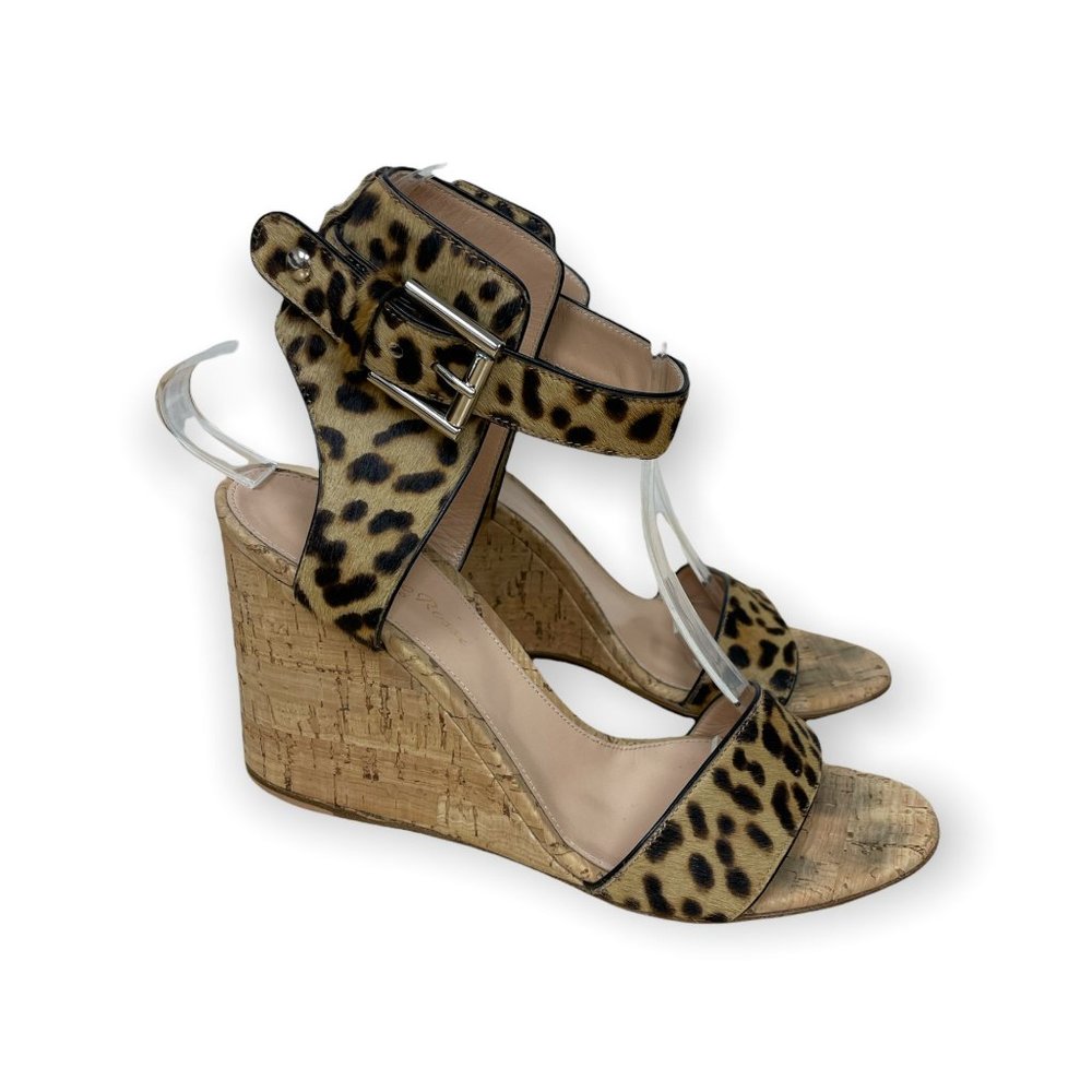Pony Hair Leopard Print Cork Wedges